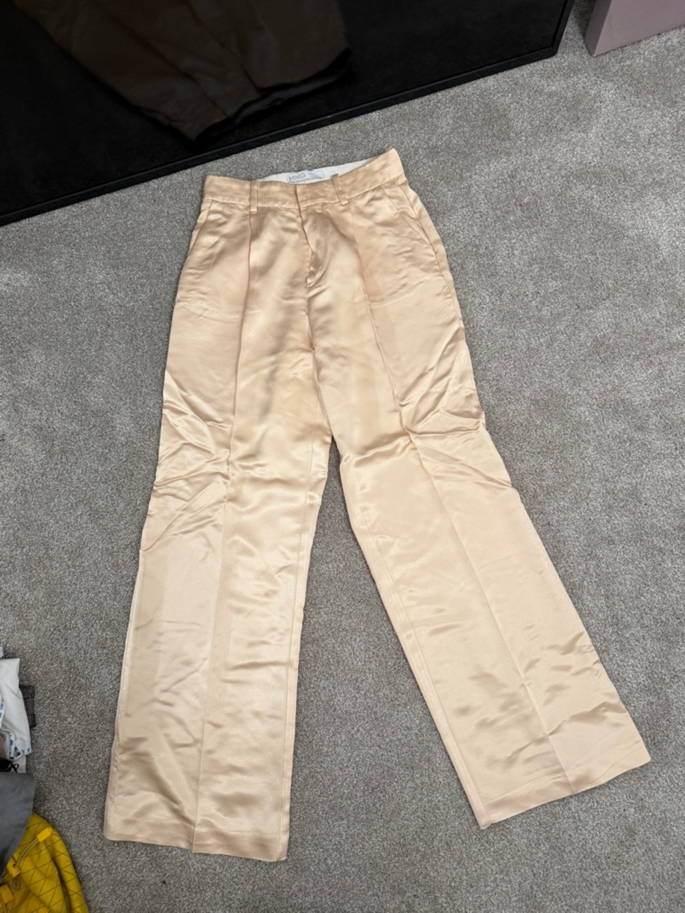 Butter yellow Satin Wide-Leg  Pants